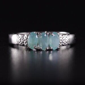 Grandidierite 3 Stone Ring in Stainless Steel  0.70 ctw
